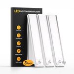 Under Cabinet Kitchen Lights 3 Pack - 6000K LED Motion Sensor Lights Indoor, 1100mAh Rechargeable Light, Dimmable & Magnetic Wireless Under Counter Lights for Cupboard|Shelf|Wardrobe|Stairs, 20CM