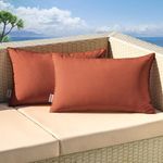 MIULEE Fall Pack of 2 Decorative Outdoor Waterproof Pillow Covers Square Garden Cushion Sham Throw Pillowcase Shell for Patio Tent Couch 12x20 Inch Rust