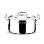Bergner TriPro Triply Cook and Serve Casserole/Biryani Pot/Handi with Stainless Steel Lid, 24cm (5 L), Stay Cool Cast Handles, Consumes Less Oil, Healthy Cooking - Induction and Gas Stove Ready