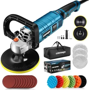 LDHTHOPI Buffer Polisher, 1600W 7 Inch/6 Inch Rotary Buffer Polisher Waxer, 7 Variable Speed 1000-3500 RPM, Detachable Handle for Car, Boat Sanding, Polishing, Waxing