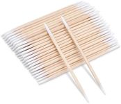 PROUSKY 200 Count Cotton Swab, 7CM Cotton Double Swabs Pointed Tip, Cotton Swabs Wood Sticks, Cotton Tipped Applicator, Tattoo Permanent Supplies, Makeup Cosmetic Applicator Sticks(Wood)