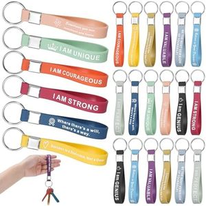 Huiguli 24 Piezas Llaveros Inspiradores de Silicona, Llaveros con Citas Inspiradoras, Llaveros Motivacional con Mensajes Inspiradores, Regalo para Empleados Colegas Jóvenes Profesores