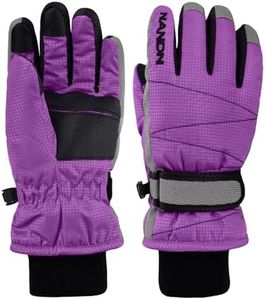 TRIWONDER Waterproof Ski Snowboard Gloves Thermal Warm Winter Snow Skiing Gloves for Men, Women and Kids (B - Purple, 6-7 Years Old)