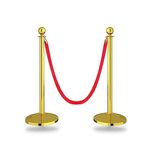 Kunplast Elevating Elegance with Stainless Steel Golden Q Manager Barricade 900mm height with 1.5 Mtr Red Velvet Rope (2 POLE 1 ROPE)