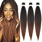 BALINGHAIR Braiding Hair Pre Stretched Kanekalon Braiding Hair Extensions Ombre Black to Brown 26 Inch(1B/30#-3Pcs)