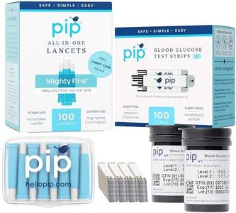 Pip V1 Glucose Monitor Kit Test Strips (100 Count) + Blue Safety Lancets for Diabetes Testing (100 Count, 30G) - Blood Sugar Testing Kit with Mini Lancet Case | Diabetic Supplies for Daily Monitoring