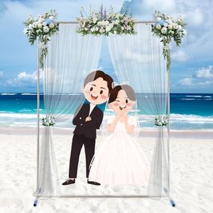 EUIJOIP 7*5FT Metal Backdrop Stand Kit, Heavy Duty Rustproof Wedding Arch for Indoor/Outdoor, Wide Base for Party/Christmas/Birthday Decorations (Silver)