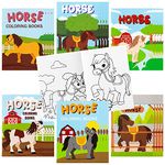 JAPBOR 24pcs Horse Party Coloring Books for Kids, Farmhouse Pony Color Pages Drawing Booklet Bulk, Cartoon Western Horses DIY Art Painting Craft Games Party Favors Carnival Goodie Bags Fillers