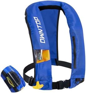 Owntop Automatic/Manual Inflatable Vest, Manual Convertible Option, Low Profile, Zipper Closure, Inflatable Fishing Jacket for Kayaking, Boating and Fishing, 24g CO2 Cylinder Included