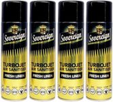 4 x Bundle New Scents Sovereign Car Home Office Gym Turbojet Air Sanitiser Freshener Spray (Fresh Linen)