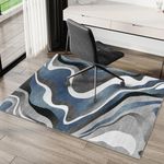 Anyuainiya Office Chair Mat for Carpet/Hardwood Floors, 120x100CM Anti-Slip Desk Chair Mat, Highly Quality Computer Chair Mat for Rolling Chair, Multi-Purpose Floor Protector for Home Office-BlueRiver