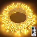 Ollny Fairy Lights Outdoor, 10m 100 LED String Light Mains Powered, Waterproof Garden Light with Remote/Plug/Modes/Timer, Bright Warm White Lighting Outside Indoor Patio Bedroom Party Decorations