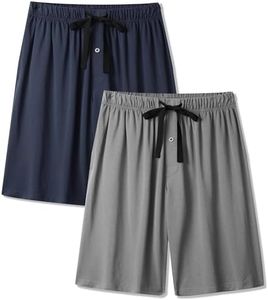 BAMBOO COOL Men's Pajama Bottoms Short Pants Lounge Sleep wear Sleeping Pajamas Athletic Run Workout Gym Active Shorts 2 Pack