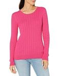 Amazon Essentials Women's Lightweight Long-Sleeved Cable Crewneck Sweater (Available in Plus Size), Bright Pink, M