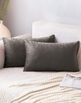 AEROHAVEN™ Premium Velvet Reversible Decorative Breakfast/Sham Throw Pillow/Cushion Covers with Invisible Zipper - (12 x 18 Inch, Grey)