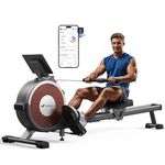 MERACH Rowing Machine for Home Gym, Magnetic Rower with 16 Levels of Quiet Resistance, Dual Slide Rails, 158 kg Weight Capacity, App Compatible (Magnetic)