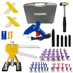 CYGOODS Gold Lifter Toools Kit,Auto Dent Puller Kit,Car Bodywork Door Dings Remover,Paintless Large & Small Ding Hail Dent Removal Tools with Toolbox (XB84)