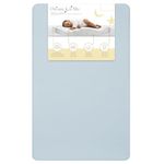 Dream On Me Snuggles Breathable Extra Firm Fiber Portable Crib Mattress in Blue Mist I Greengaurd Gold Certified