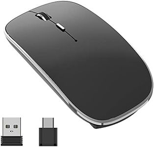 Halpilt Wireless Mouse Chargeable Portable Silent Wireless Mouse USB and Type-C Dual Mode Wireless Mouse 3 Adjustable DPI for Laptop, Mac, MacBook, Android, PC (Q23S Black) (Black)