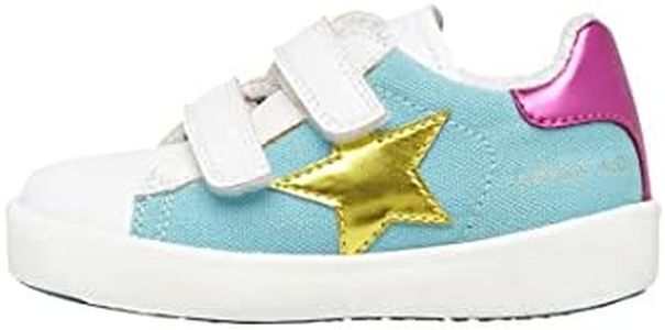 Naturino Annie Hybrid VL Sneaker in Vegetable Leather and Organic Cotton, Azure Blue, 1.5 US