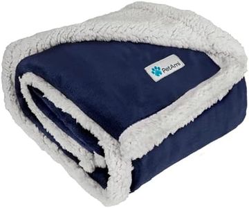 PetAmi Waterproof Dog & Cat Blanket, Couch Cover Protection - Sherpa Fleece, Reversible Soft Washable 29x40 Navy Throw