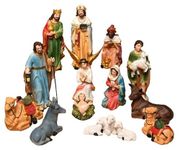 KariGhar® 15 pcs Nativity Set | Crib Set Perfect for Christmas Gifting|Decor Pack - Mary,Joseph,Baby Jesus, Angel, 3 Wise Men,Shepherd, 7 Animals Multicolor 6 Inch