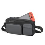 hk Sleek Gaming Console Shoulder Bag Compact Crossbody for Nintendo Switch, Steam Deck & Gadgets Water-Resistant Travel Case with Pockets