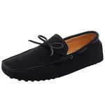 Jamron Men's Soft Suede Driving Loafers Shoes Handmade Moccasin Slippers Big Size Black 3660M UK8