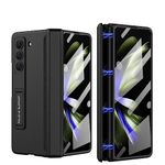 DOOTOO for Samsung Galaxy Z Fold 5 Case Hinge Coverage Protective with Kickstand Screen Protector PC Magnetic All-Inclusive Shockproof Cover for Z Fold 5 (Black)