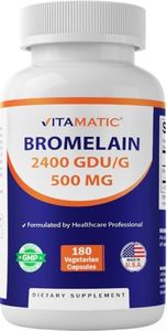 Vitamatic Bromelain Supplement 500mg, 2400 GDU/g, Proteolytic Enzymes, Supports Digestion of Proteins, 180 Count