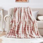 SHANNA Soft Warm Rabbit Plush Fleece Blankets Thick 1000 GSM Throws for Sofa Large Fluffy Versatile Blanket Bed Throw for Bedroom, Couch, Travel, Kids, Camping (Tie Dye Pink, 100 * 160cm)