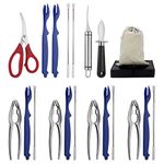 Seafood Tools Set Includes 4 Crab Crackers 6 Seafood Fork 6 Lobster Crackers 1 Seafood Scissors 1 Oyster Knife 1 Shrimp Cleaning Tool-Nutcracker Set（19 Piece ）