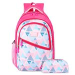 THE CLOWNFISH Brainbox Series Printed Polyester 30 L School Backpack with Pencil/Staionery Pouch School Bag Daypack Picnic Bag for School Going Boys & Girls Age 8-10 Years (Baby Pink)