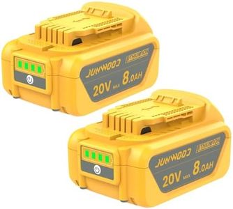 JUNWOOD 2Pack 8.0Ah Lithium Replacement for Dewalt 20V Battery Max XR Cordless Tools DCB180 DCB205 DCB206 DCB206-2 DCB200 DCB204 DCB204BT-2 DCB203 DCB201 DCB207