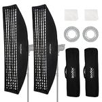 Godox 2 PCS FW30x120cm / 12"x47" Strip Honeycomb Grid Softbox Portable Strip Box Softbox with Bowens Mount Speedring and Lens Cloths Strip Box Softbox for Studio Flash Light, Photo Studio