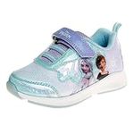 Disney Frozen Queen Elsa & Anna Characters Girls Shoes - Lightweight and Breathable - Light UP (12) Purple Blue