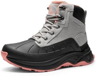 NORTIV 8 Women's Waterproof Hiking Boots Lightweight Outdoor Trekking Camping Trail Work Boots Duck Boots SNHB2312W Size8.5 Light Grey/Pink