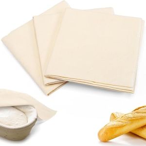 3pcs All-Cotton Tea Towels for Baking Sourdough 45x36cm Unbleached Bread Proofing Cover Cloth, Flour Sack Towels for Dough Raising Baguettes Loaves Ciabatta Bread Basket Cloth Bakers Gifts