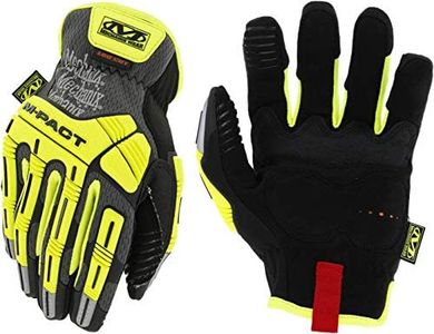 Mechanix Wear: Hi-Viz M-Pact Open Cuff E5 Work Gloves - Cut Resistant, Touch Capable, Impact Protection (Large, Fluorescent Yellow)
