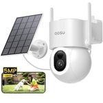 AOSU Outdoor Security Camera 5MP 3K, Solar Security Camera Outdoor Wireless with Spotlight, 360°PTZ 2.4GHz Wifi Camera 400 lumens Light Motion Tracking Full Color Night Vision AI Human Detection