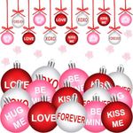 24 Pcs Valentines Hanging Ball Ornament Valentine Wall Decoration Balls Valentine's Day Tree Decorations Balls Decorative Supplies for Tree Wedding Anniversary Festival Home Party Gift