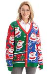 U LOOK UGLY TODAY Unisex Men's Ugly Christmas Sweater Cardigan Knitted Santa Rocks Funny Ugly Pullover for Men, Medium