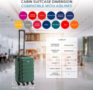 Flight Knight Cabin Suitcase 55x35x20 – Lightweight ABS Hard Shell Carry-On