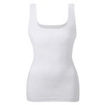 EUYZOU Women Tummy Control Shapewear Tank Tops Seamless Square Neck Compression Tops Slimming Body Shaper Camisole, White, Large