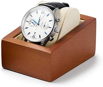 Papten Solid Wood Watch Box Holder Single Watch Travel Case for Men and Women With Microfiber Pillow(Beige)