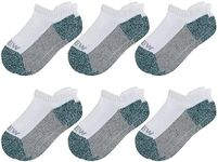 Sunew Boys Ankle Socks, 6 Pairs Athletic Comfortable Cushioned Daily Low Cut Kid Girls Toddler Socks,White Dark Green 2-5 Years