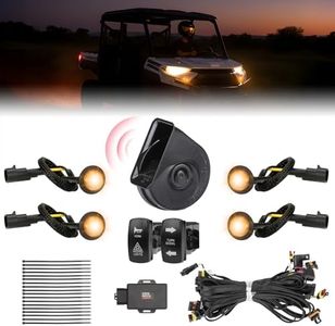 KEMIMOTO UTV Turn Signal Kit w/Dash Indicators & Brake light Upgrade, Plug and Play Blinker Compatible with Polaris Ranger XP 1000/Crew, RZR XP 1000, Street Legal Kit with LED Light Horn Rocker Switch
