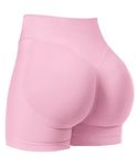 VOYJOY Women Workout Impact Shorts 3.6"/ 4.5"/ 6" Scrunch Butt Lifting Gym Shorts Seamless Booty Biker Shorts, Pink, Small