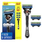 Gillette ProGlide Mens Razor, 1 Razor Handle, 3 Razor Blade Refills