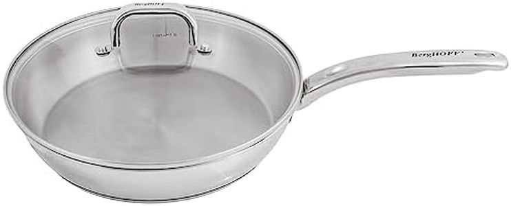 Berghoff Belly Shape 18/10 Stainless Steel 10.5Inches Skillet 2.5qt., Glass Lid, Fast, Evenly Heat, Induction Cooktop Ready